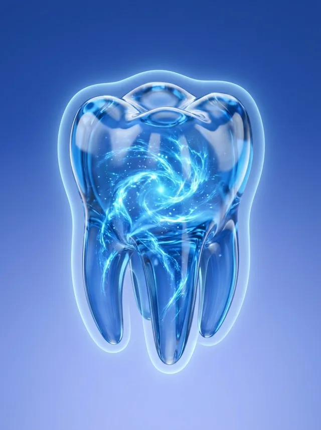 Glass-like 3D tooth representing aesthetic dentistry